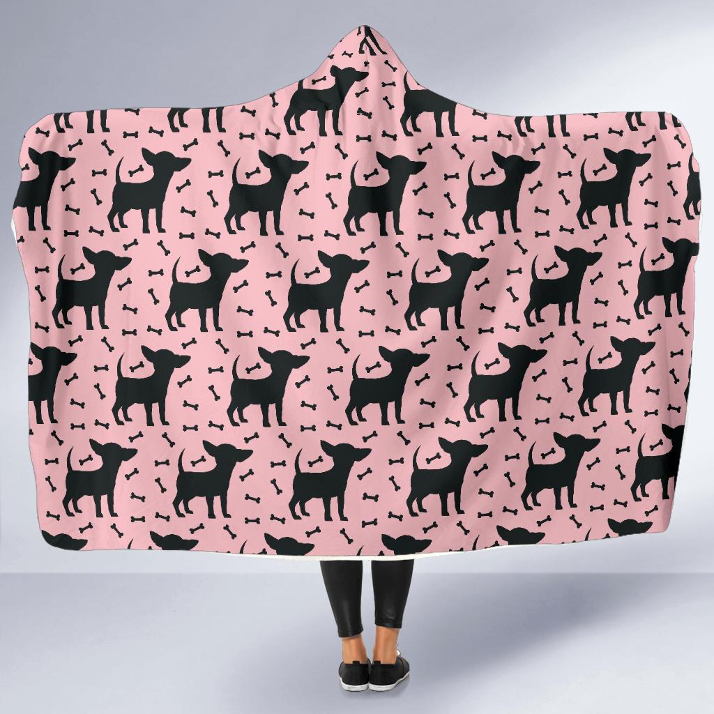 Chihuahua Pink Print Pattern Hooded Blanket-JTAMIGO.COM