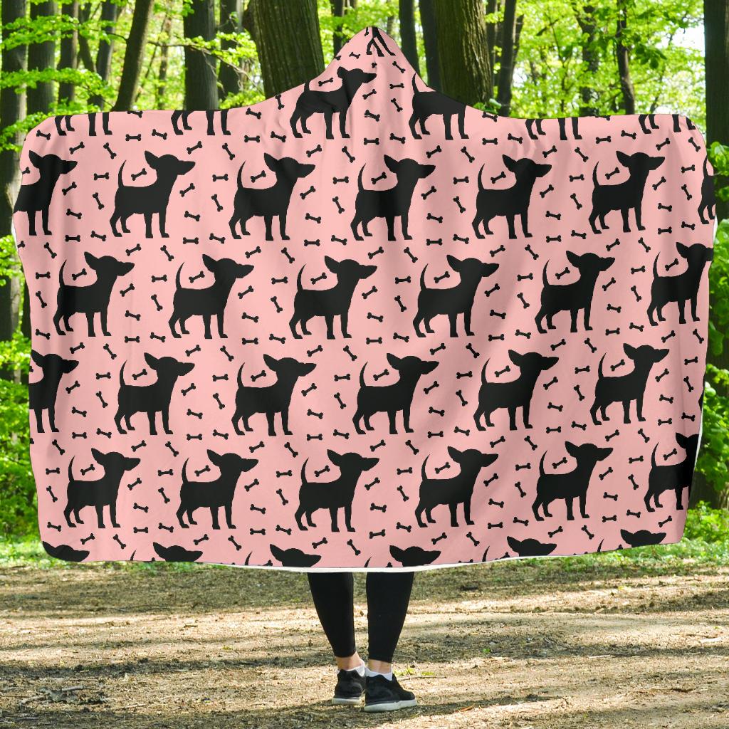 Chihuahua Pink Print Pattern Hooded Blanket-JTAMIGO.COM