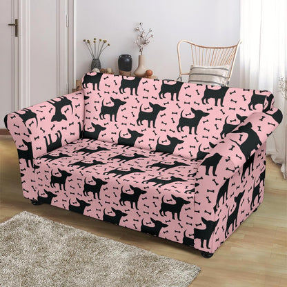 Chihuahua Pink Print Pattern Loveseat Slipcover-JTAMIGO.COM