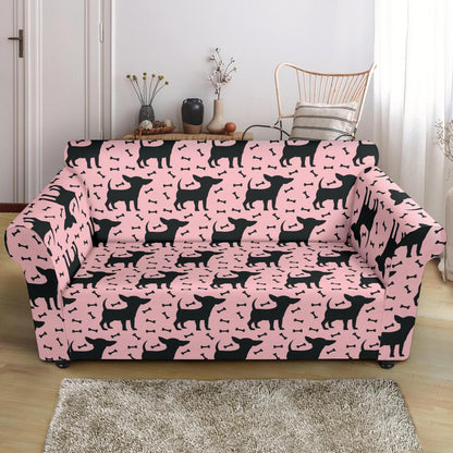 Chihuahua Pink Print Pattern Loveseat Slipcover-JTAMIGO.COM