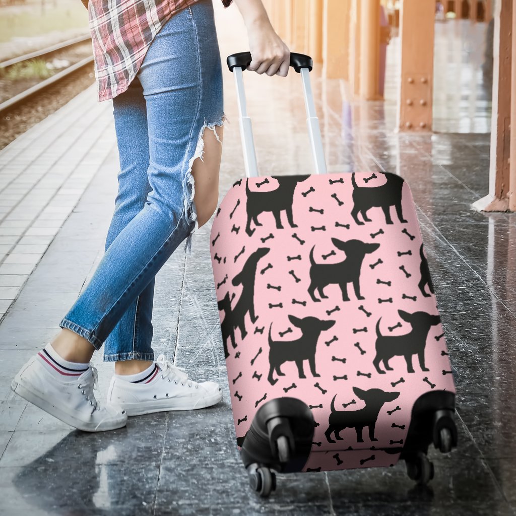 Chihuahua Pink Print Pattern Luggage Cover Protector