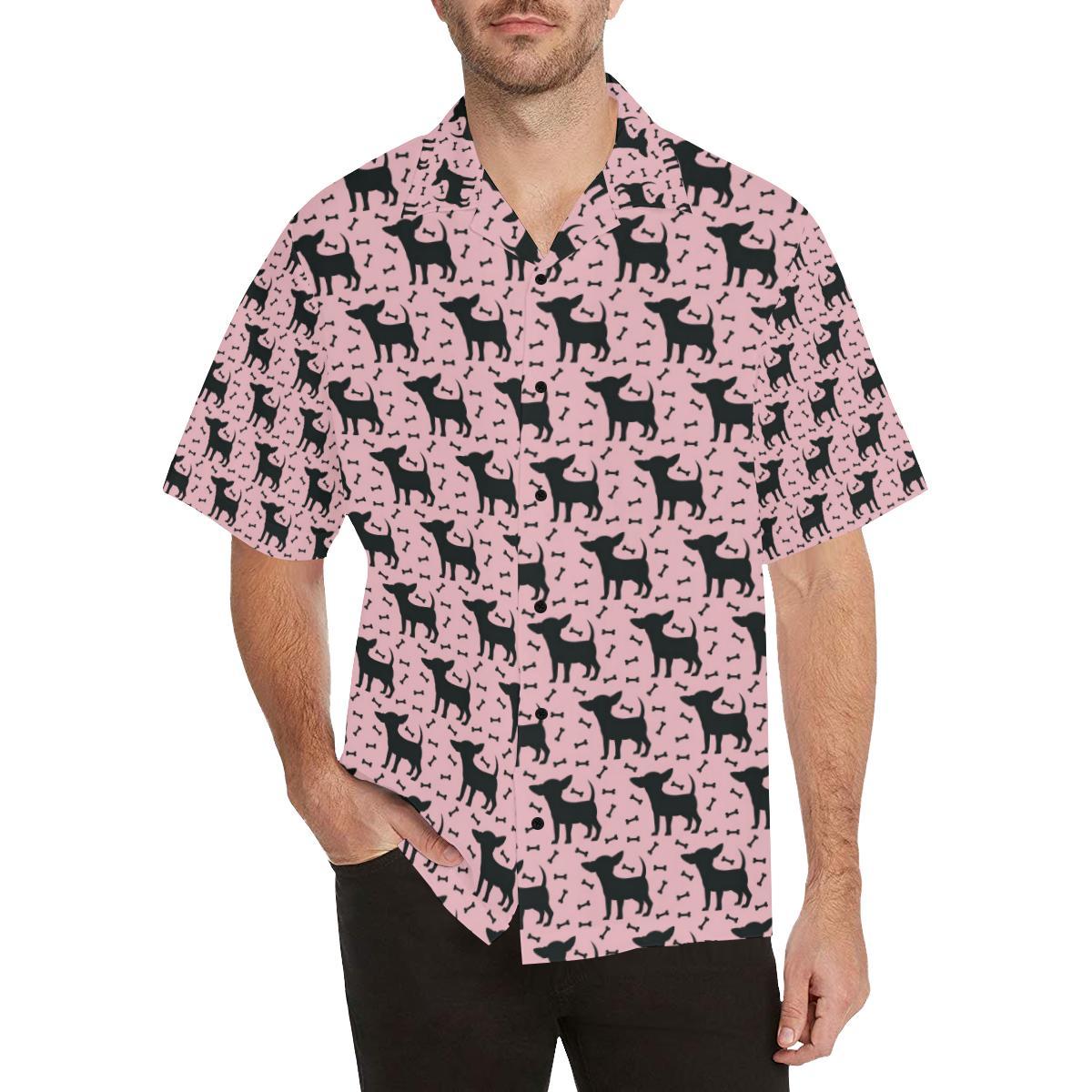 Chihuahua Pink Print Pattern Men Aloha Hawaiian Shirt