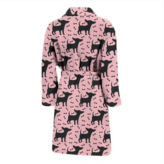 Chihuahua Pink Print Pattern Men Bath Robe-JTAMIGO.COM