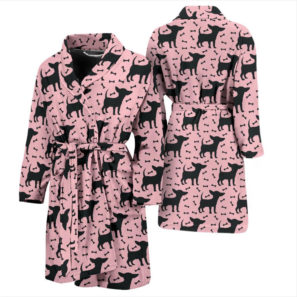 Chihuahua Pink Print Pattern Men Bath Robe-JTAMIGO.COM
