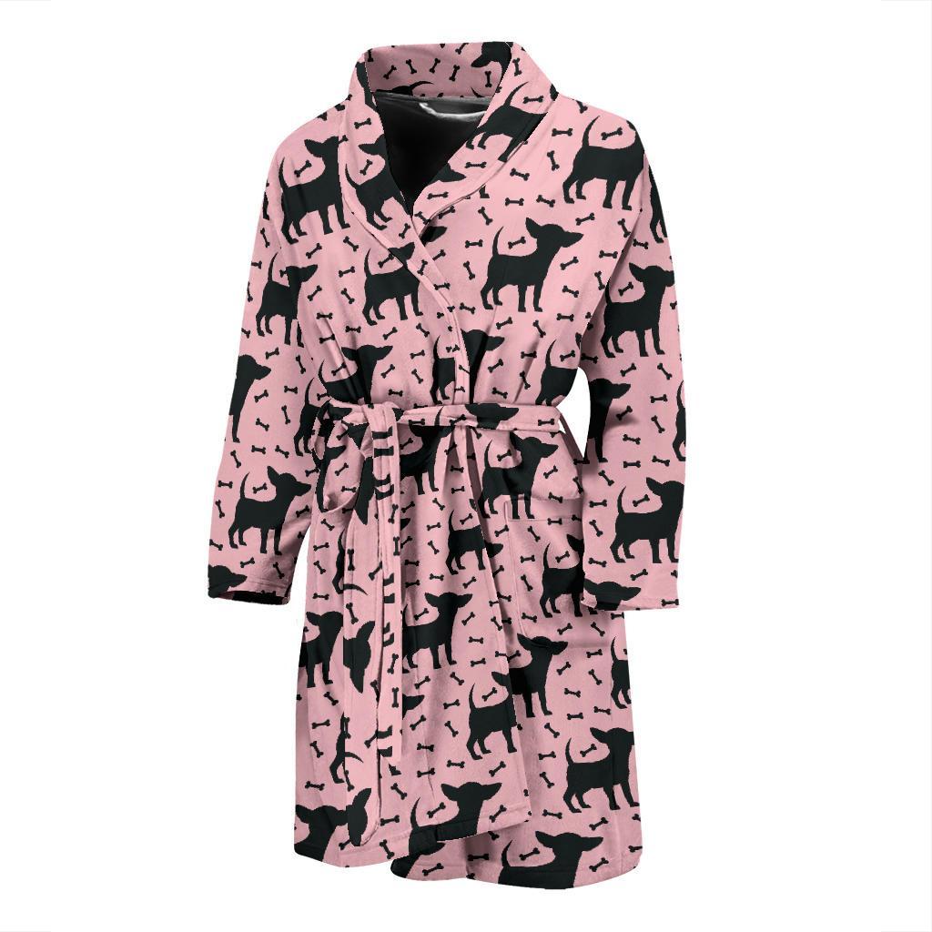 Chihuahua Pink Print Pattern Men Bath Robe-JTAMIGO.COM