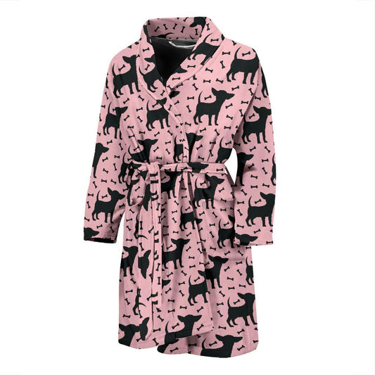 Chihuahua Pink Print Pattern Men Bath Robe-JTAMIGO.COM