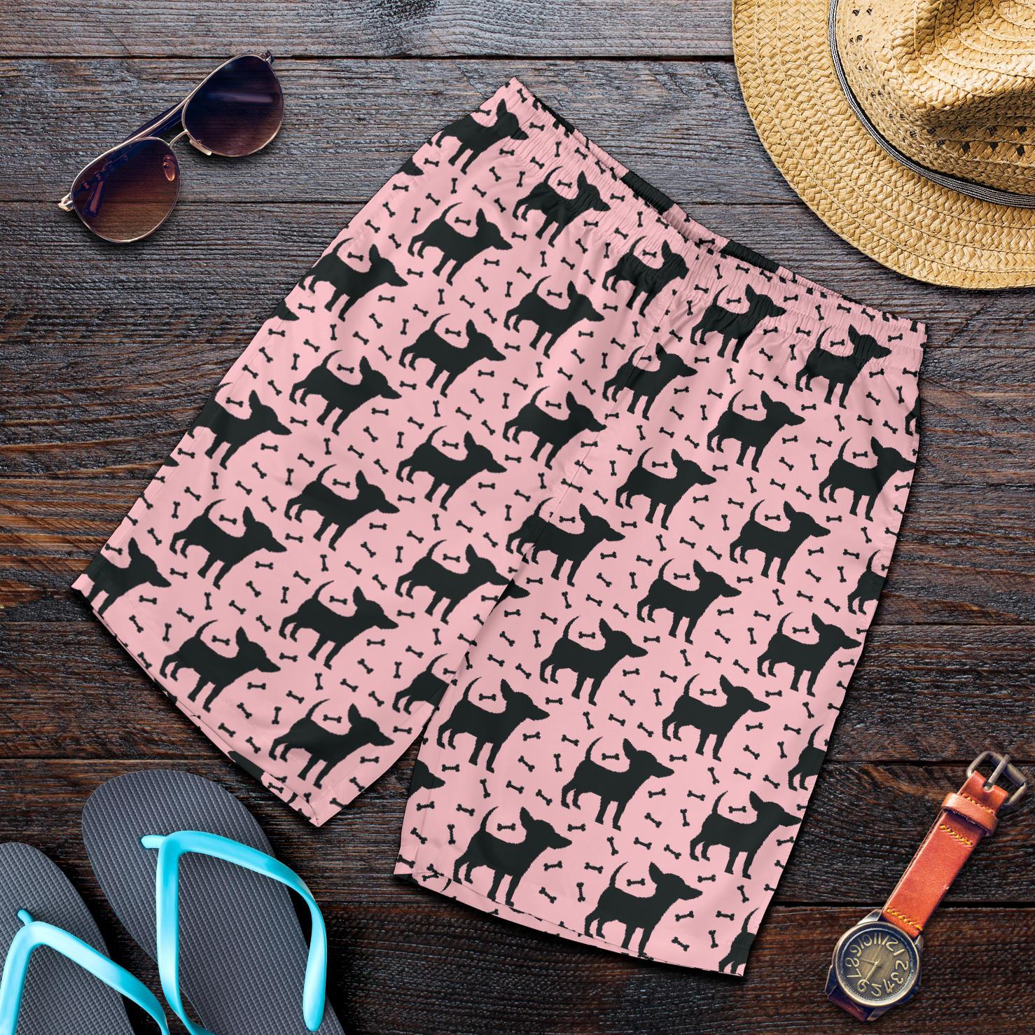 Chihuahua Pink Print Pattern Mens Shorts-JTAMIGO.COM