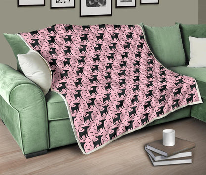 Chihuahua Pink Print Pattern Premium Quilt-JTAMIGO.COM