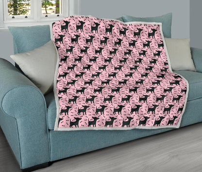 Chihuahua Pink Print Pattern Premium Quilt-JTAMIGO.COM