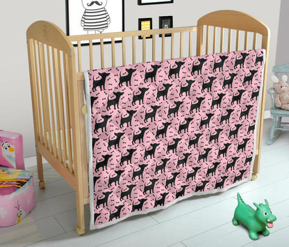 Chihuahua Pink Print Pattern Premium Quilt-JTAMIGO.COM