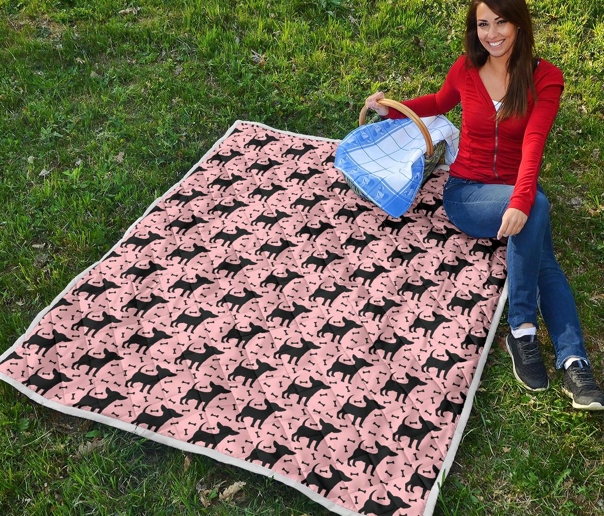 Chihuahua Pink Print Pattern Premium Quilt-JTAMIGO.COM