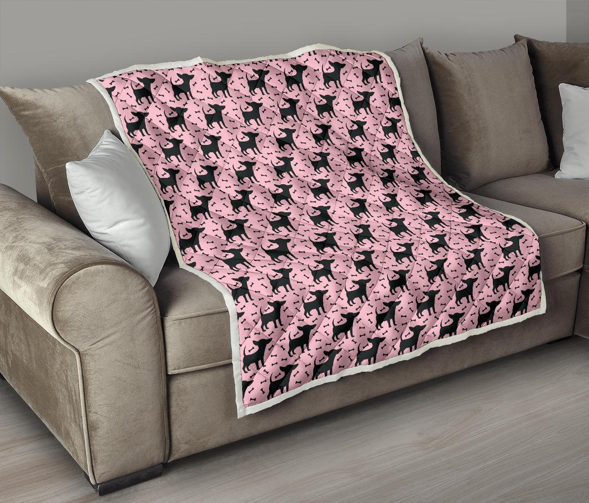 Chihuahua Pink Print Pattern Premium Quilt-JTAMIGO.COM