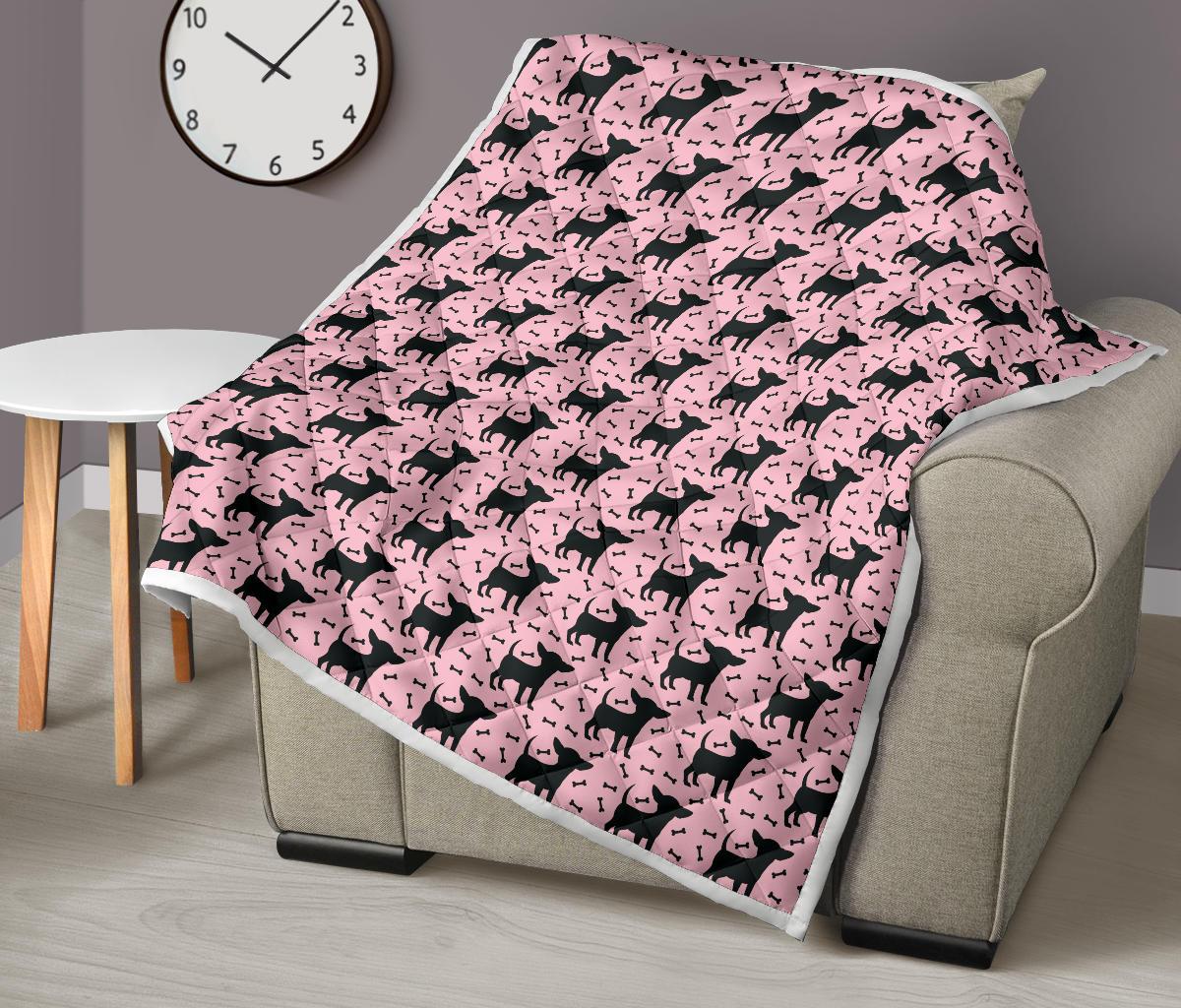Chihuahua Pink Print Pattern Premium Quilt-JTAMIGO.COM