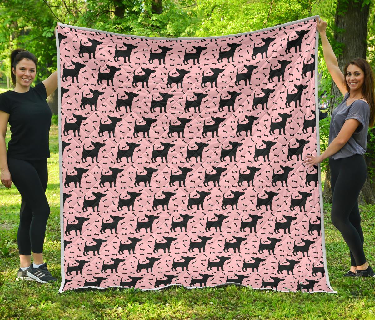 Chihuahua Pink Print Pattern Premium Quilt-JTAMIGO.COM