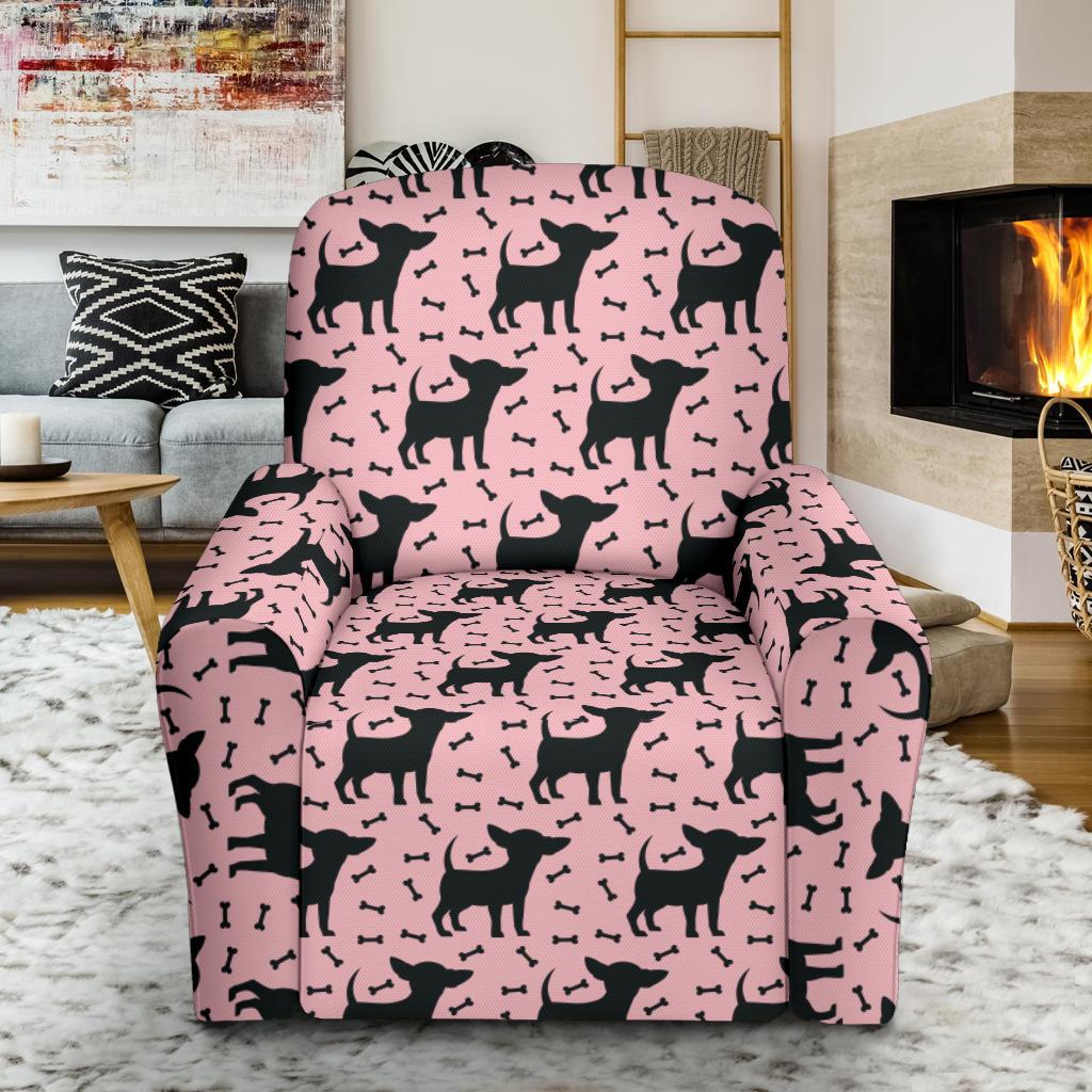 Chihuahua Pink Print Pattern Single Sofa Slipcover -JTAMIGO.COM