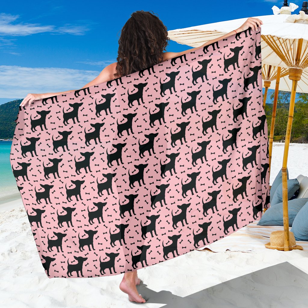 Chihuahua Pink Print Pattern Sarong Pareo Wrap