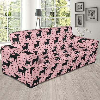 Chihuahua Pink Print Pattern Sofa Slipcover-JTAMIGO.COM