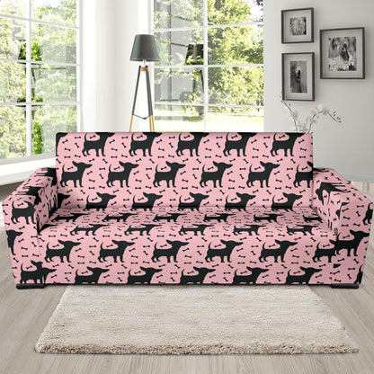 Chihuahua Pink Print Pattern Sofa Slipcover-JTAMIGO.COM