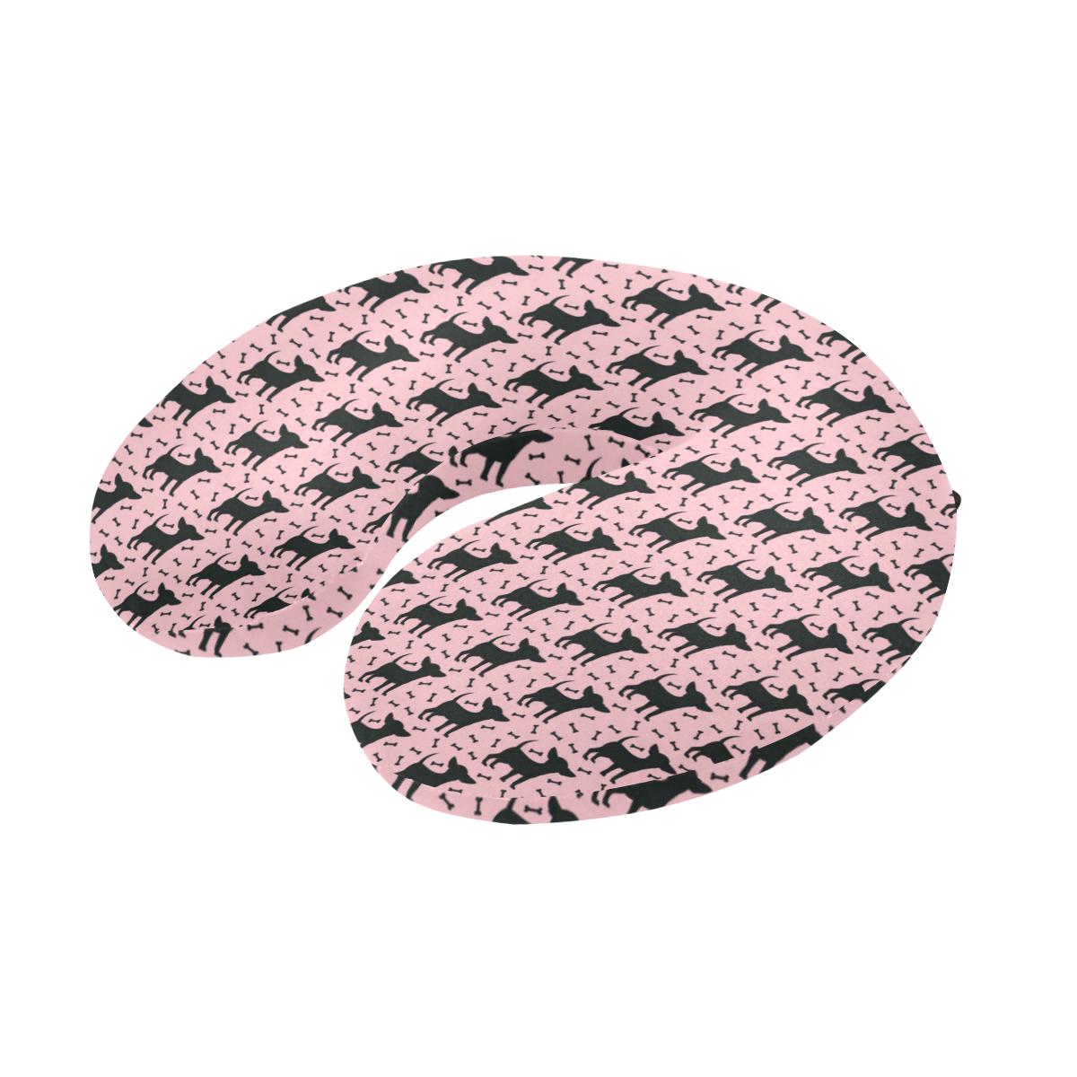 Chihuahua Pink Print Pattern U-Shaped Travel Neck Pillow-JTAMIGO.COM