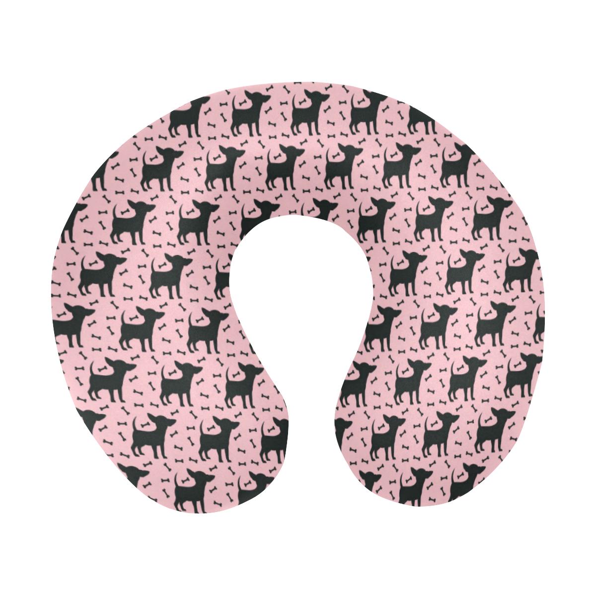 Chihuahua Pink Print Pattern U-Shaped Travel Neck Pillow-JTAMIGO.COM