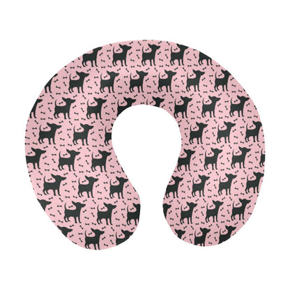 Chihuahua Pink Print Pattern U-Shaped Travel Neck Pillow-JTAMIGO.COM