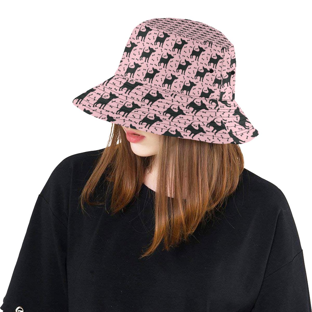 Chihuahua Pink Print Pattern Unisex Bucket Hat