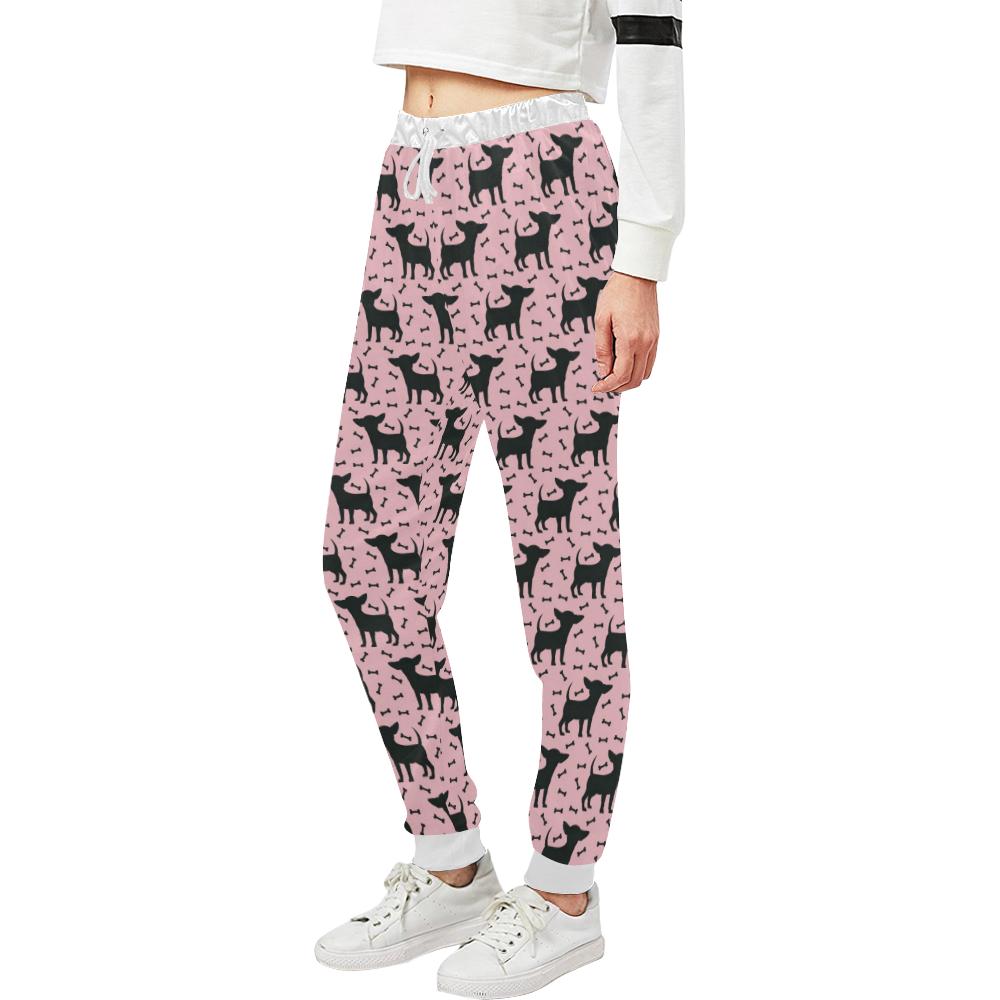 Chihuahua Pink Print Pattern Unisex Casual Sweatpants (Model L11)-JTAMIGO.COM