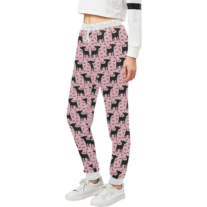 Chihuahua Pink Print Pattern Unisex Casual Sweatpants (Model L11)-JTAMIGO.COM