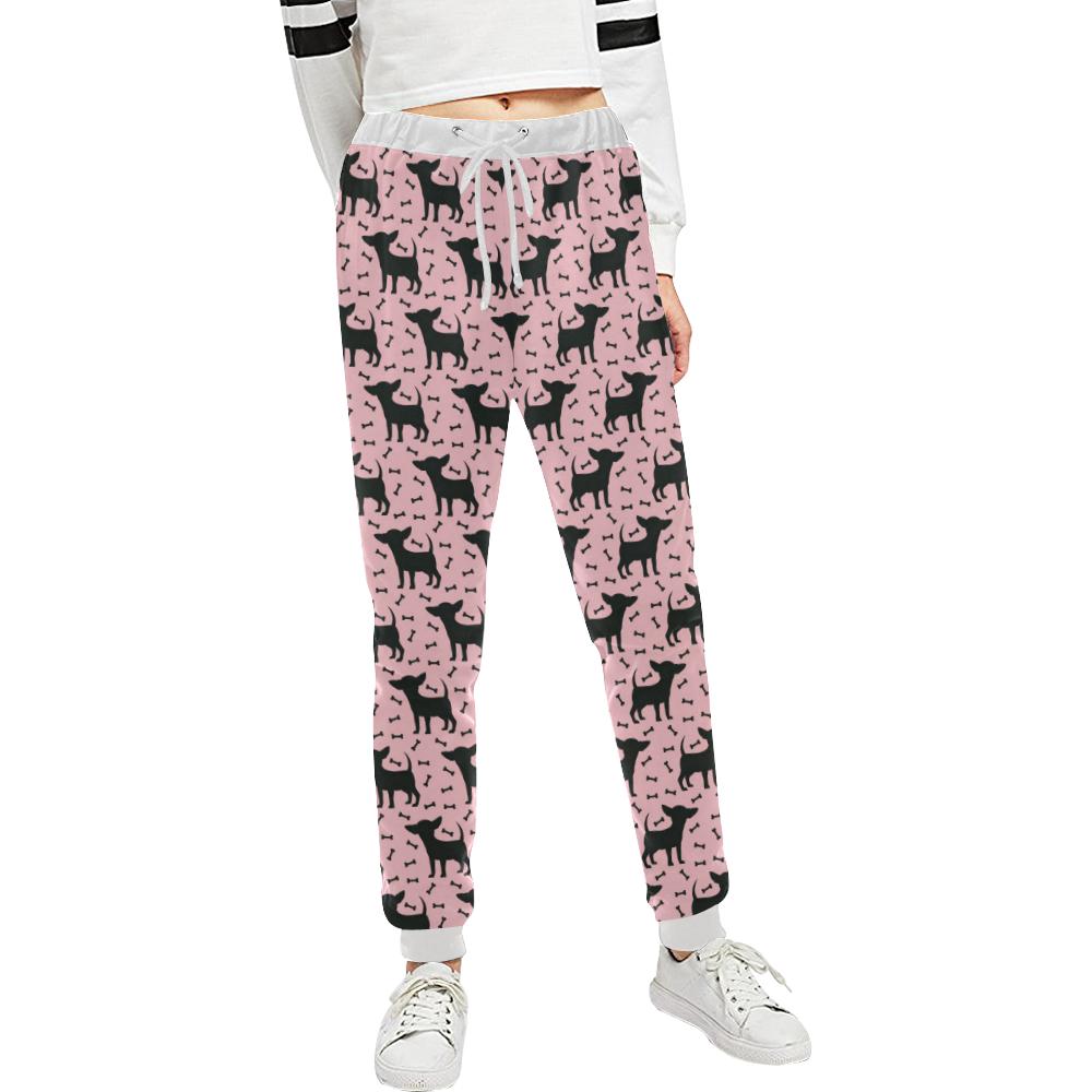 Chihuahua Pink Print Pattern Unisex Casual Sweatpants (Model L11)-JTAMIGO.COM