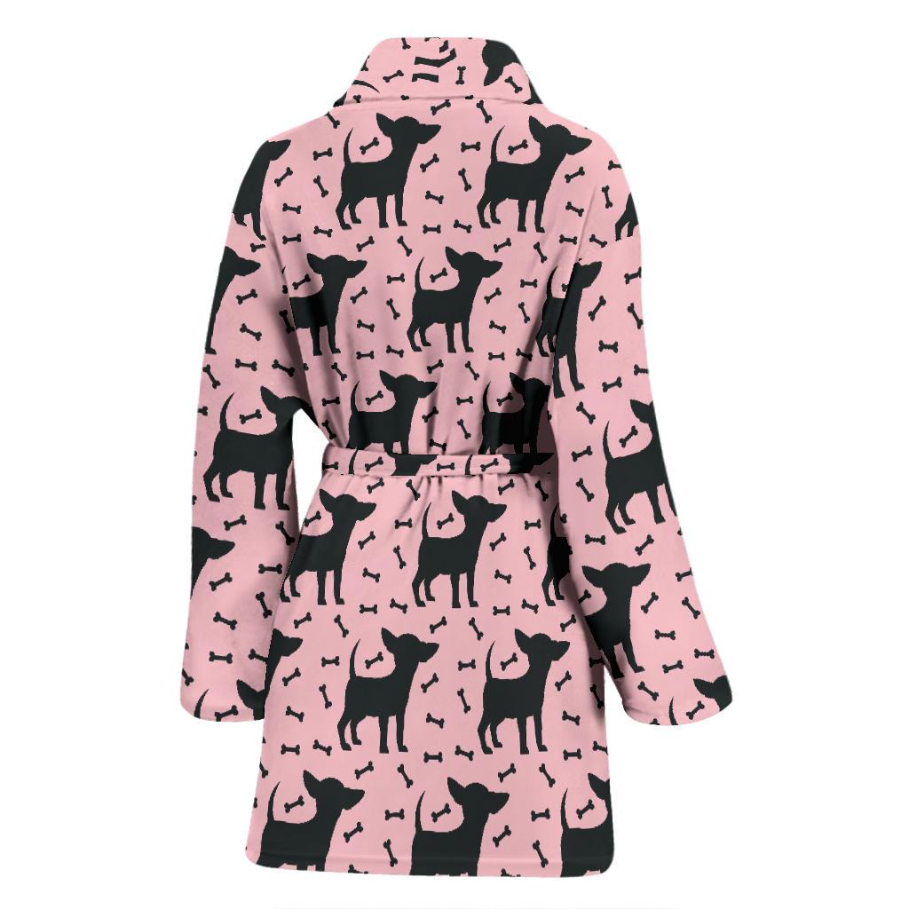 Chihuahua Pink Print Pattern Women Bath Robe-JTAMIGO.COM