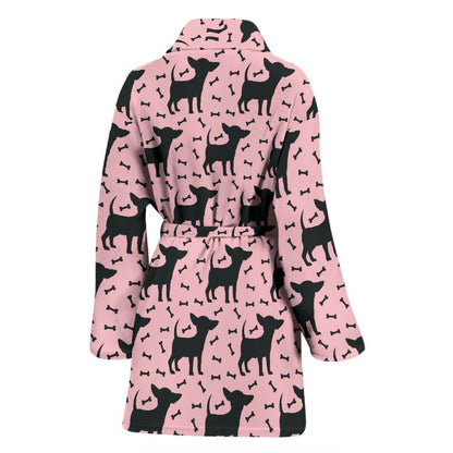 Chihuahua Pink Print Pattern Women Bath Robe-JTAMIGO.COM