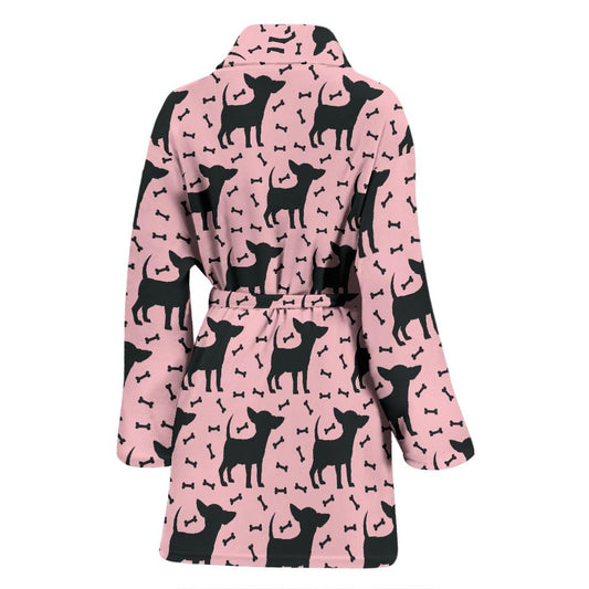 Chihuahua Pink Print Pattern Women Bath Robe-JTAMIGO.COM