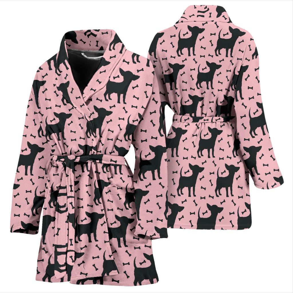 Chihuahua Pink Print Pattern Women Bath Robe-JTAMIGO.COM