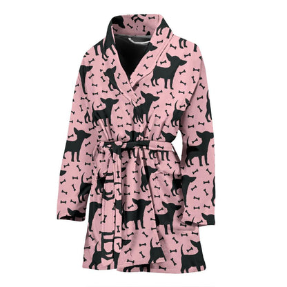 Chihuahua Pink Print Pattern Women Bath Robe-JTAMIGO.COM