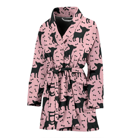 Chihuahua Pink Print Pattern Women Bath Robe-JTAMIGO.COM