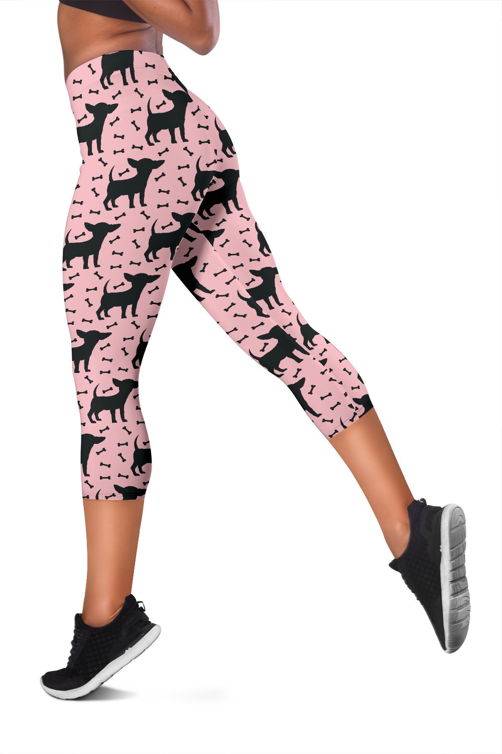 Chihuahua Pink Print Pattern Women Capris