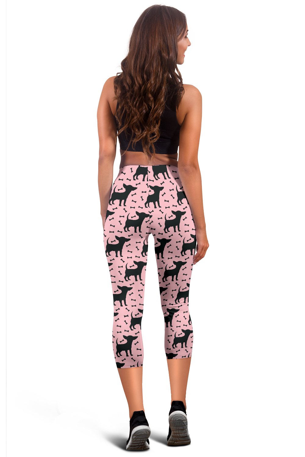 Chihuahua Pink Print Pattern Women Capris