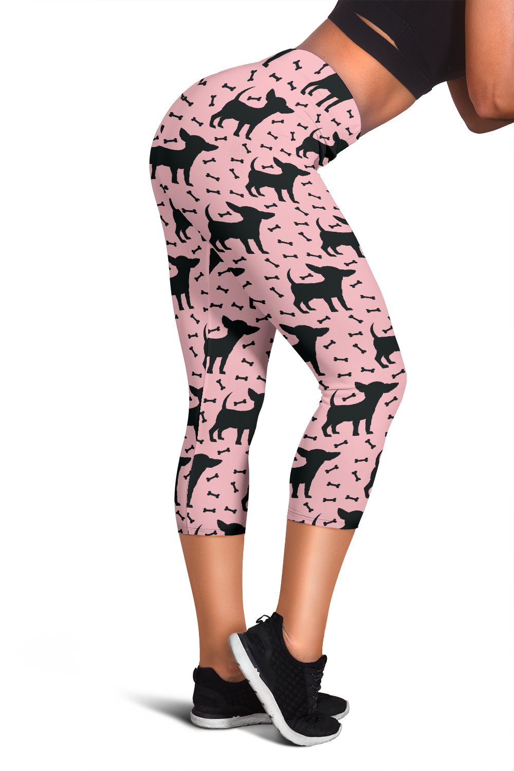 Chihuahua Pink Print Pattern Women Capris