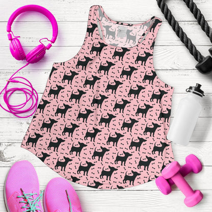 Chihuahua Pink Print Pattern Women Racerback Tank Top