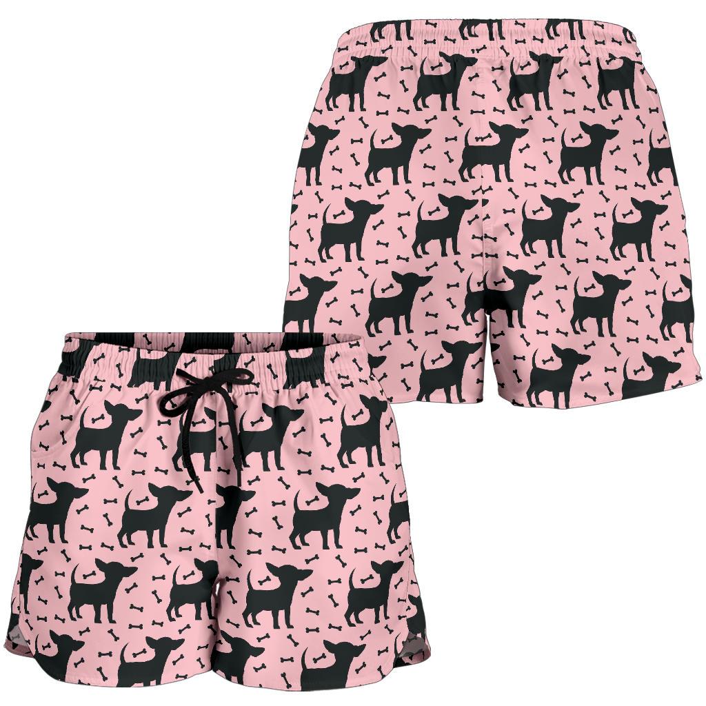 Chihuahua Pink Print Pattern Women Shorts-JTAMIGO.COM