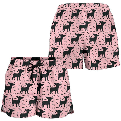 Chihuahua Pink Print Pattern Women Shorts-JTAMIGO.COM