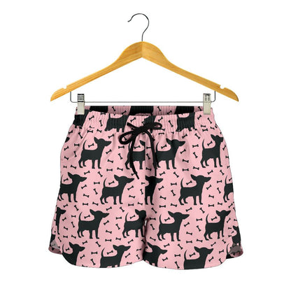 Chihuahua Pink Print Pattern Women Shorts-JTAMIGO.COM