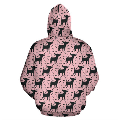 Chihuahua Pink Print Pattern Zip Up Hoodie