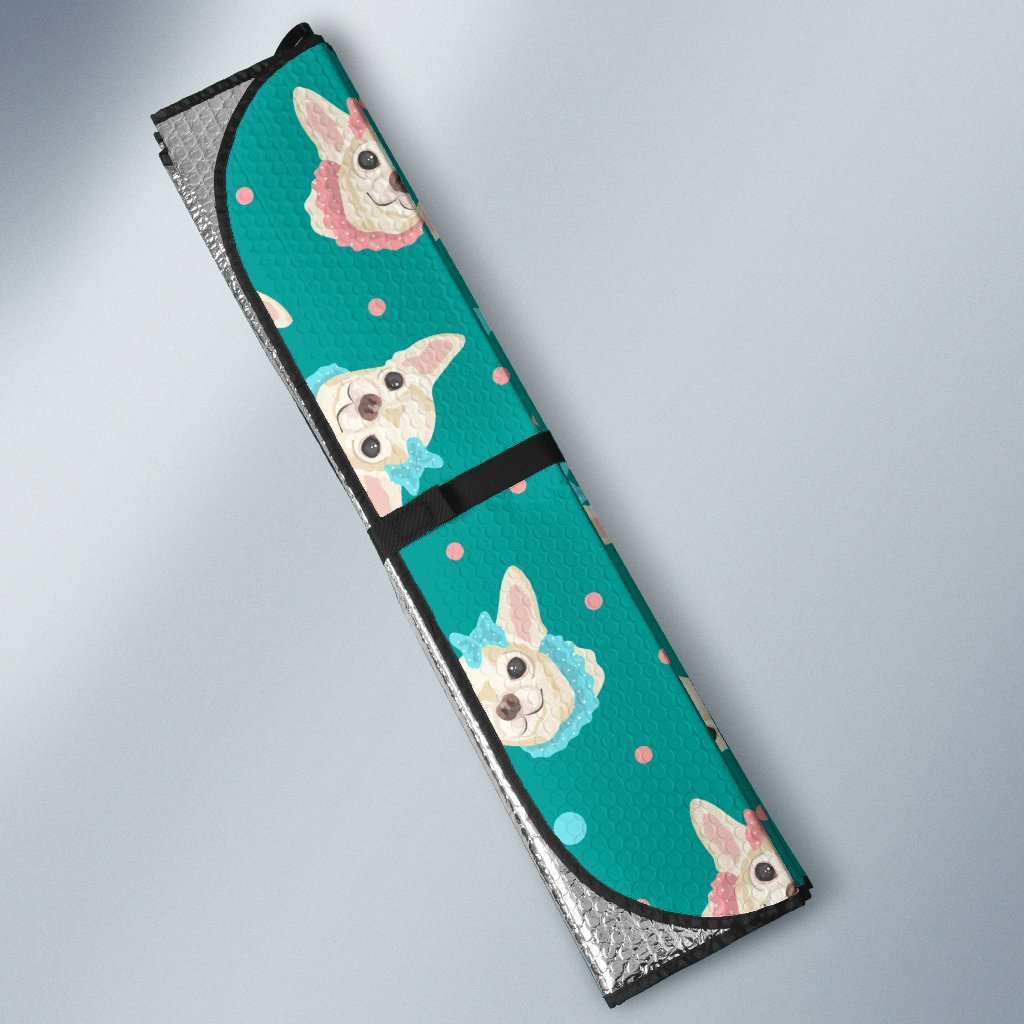 Chihuahua Polka Dot Pattern Car Sun Shade For Windshield