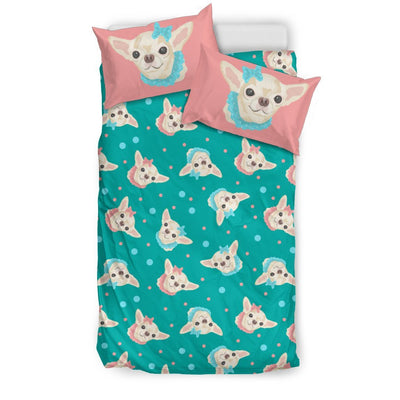 Chihuahua Polka Dot Pattern Duvet Cover Bedding Set