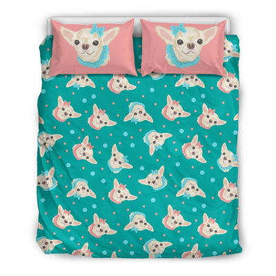 Chihuahua Polka Dot Pattern Duvet Cover Bedding Set