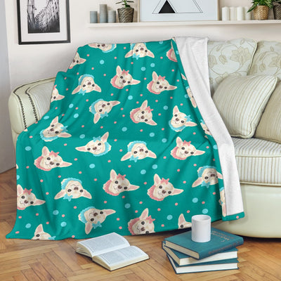 Chihuahua Polka Dot Pattern Fleece Blanket