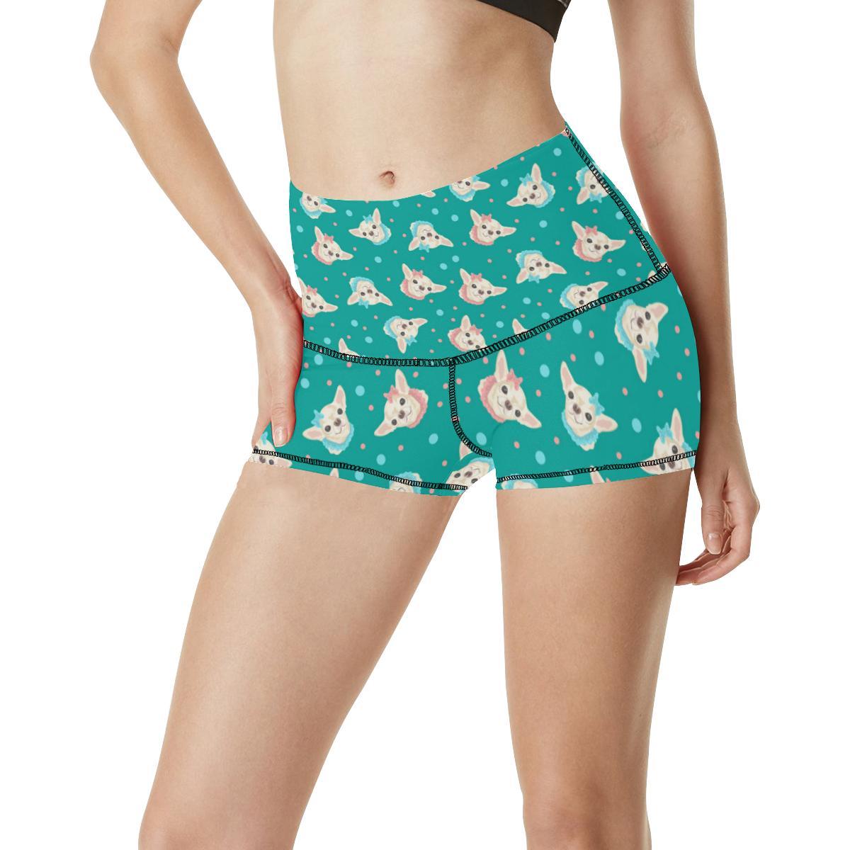 Chihuahua Polka Dot Pattern High Waisted Spandex Shorts-JTAMIGO.COM