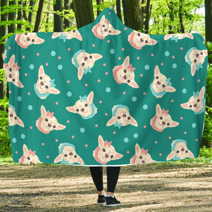 Chihuahua Polka Dot Pattern Hooded Blanket-JTAMIGO.COM