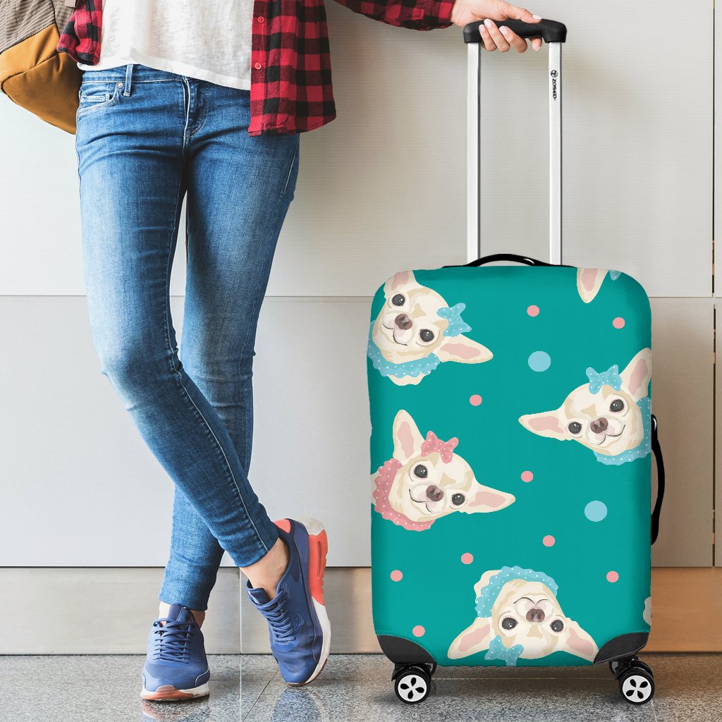 Chihuahua Polka Dot Pattern Luggage Cover Protector